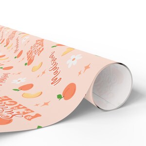 One Sweet Peach First Birthday Wrapping Paper Roll, Personalized Peach Theme 1st Birthday Gift Wrap, Custom Name Sweet One Girls Party Decor image 5