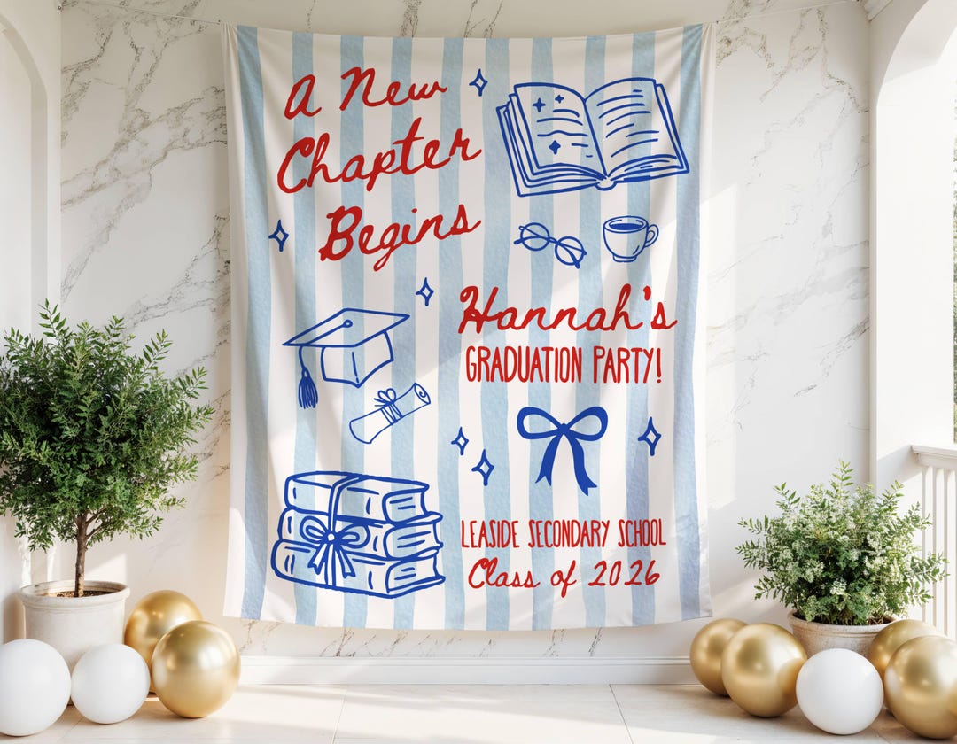 Next Chapter Graduation Tapestry Banner, Personalized Class of 2026 ...
