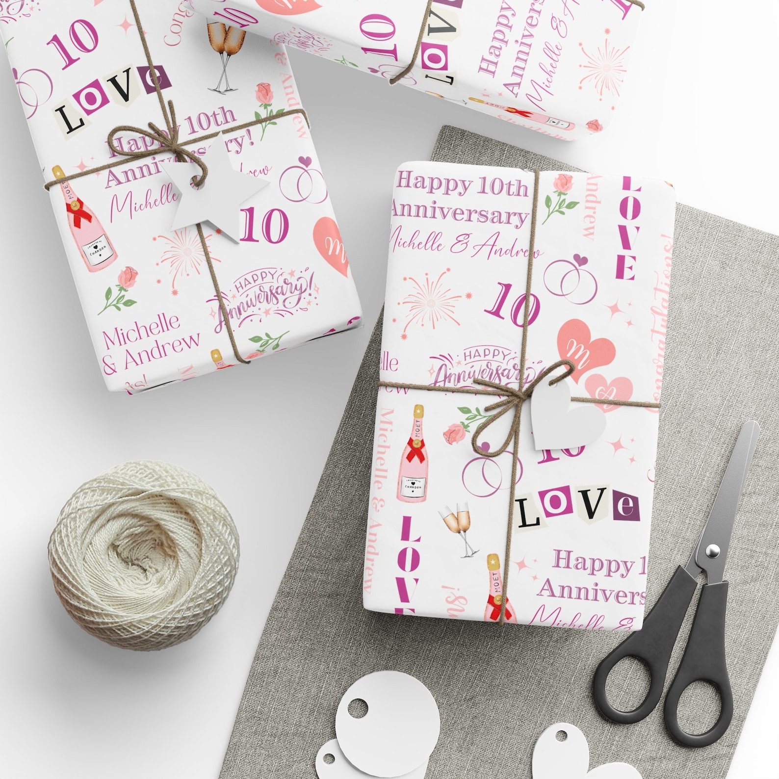 Custom Anniversary Wrapping Paper Roll, Personalized Wedding ...