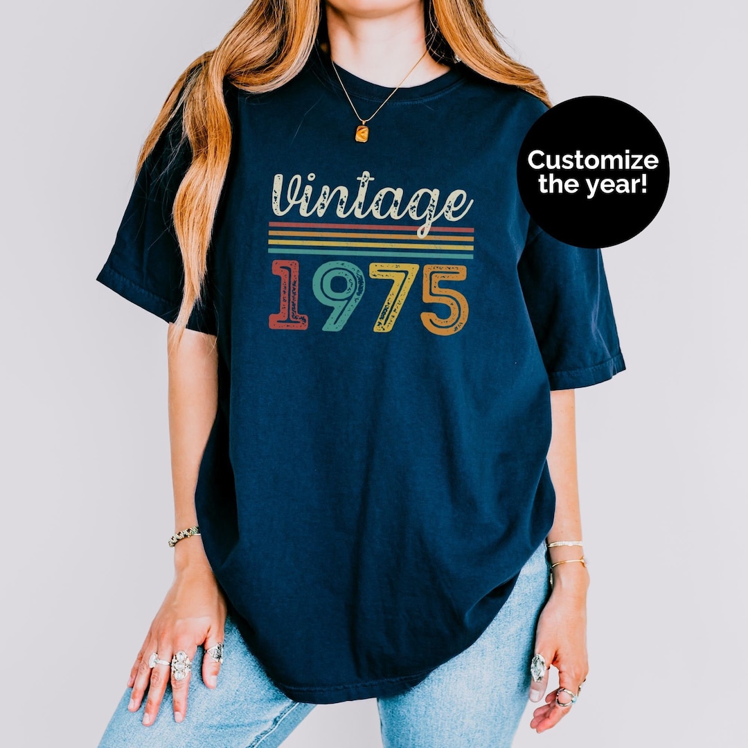 100% Coton T-shirt Vintage 50 Ans Anniversaire "Original 1975" - Cadeau Humour Pour Homme Et Femme Nés En 1975 Style Rétro