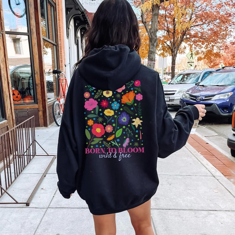 Oversized Wildflowers Hoodie, Flower Market Shirt, Boho Cottagecore ...