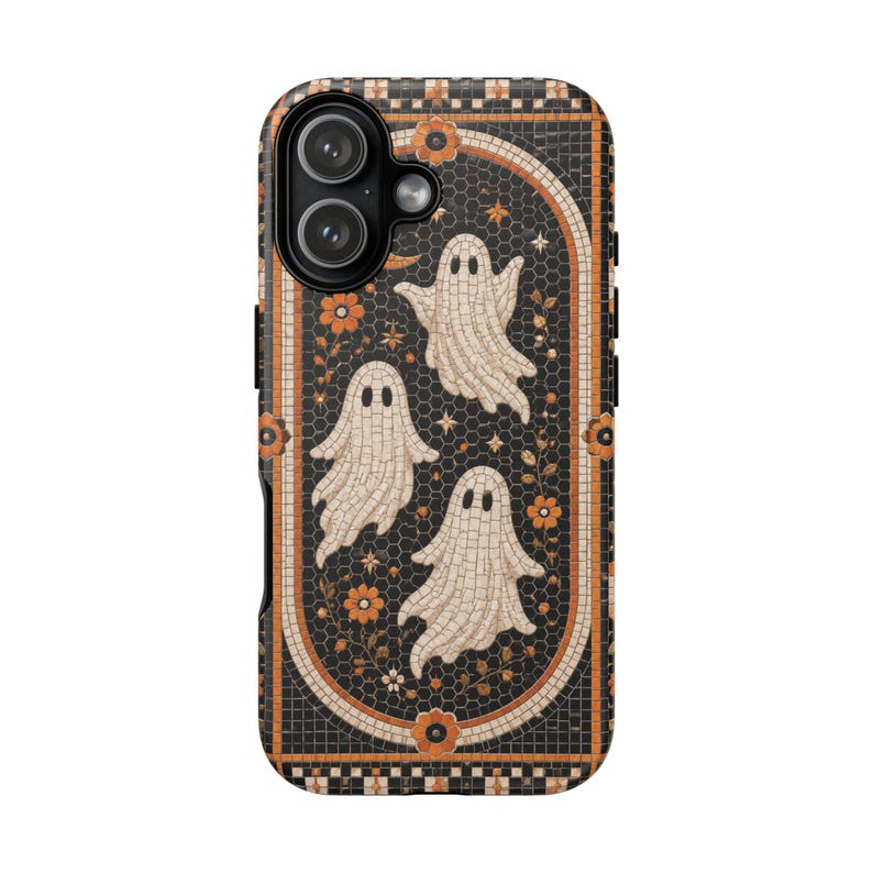 Halloween Ghost Phone Case, Spooky Fall Phone Cover, Faux Bistro Tile Mosaic image 8