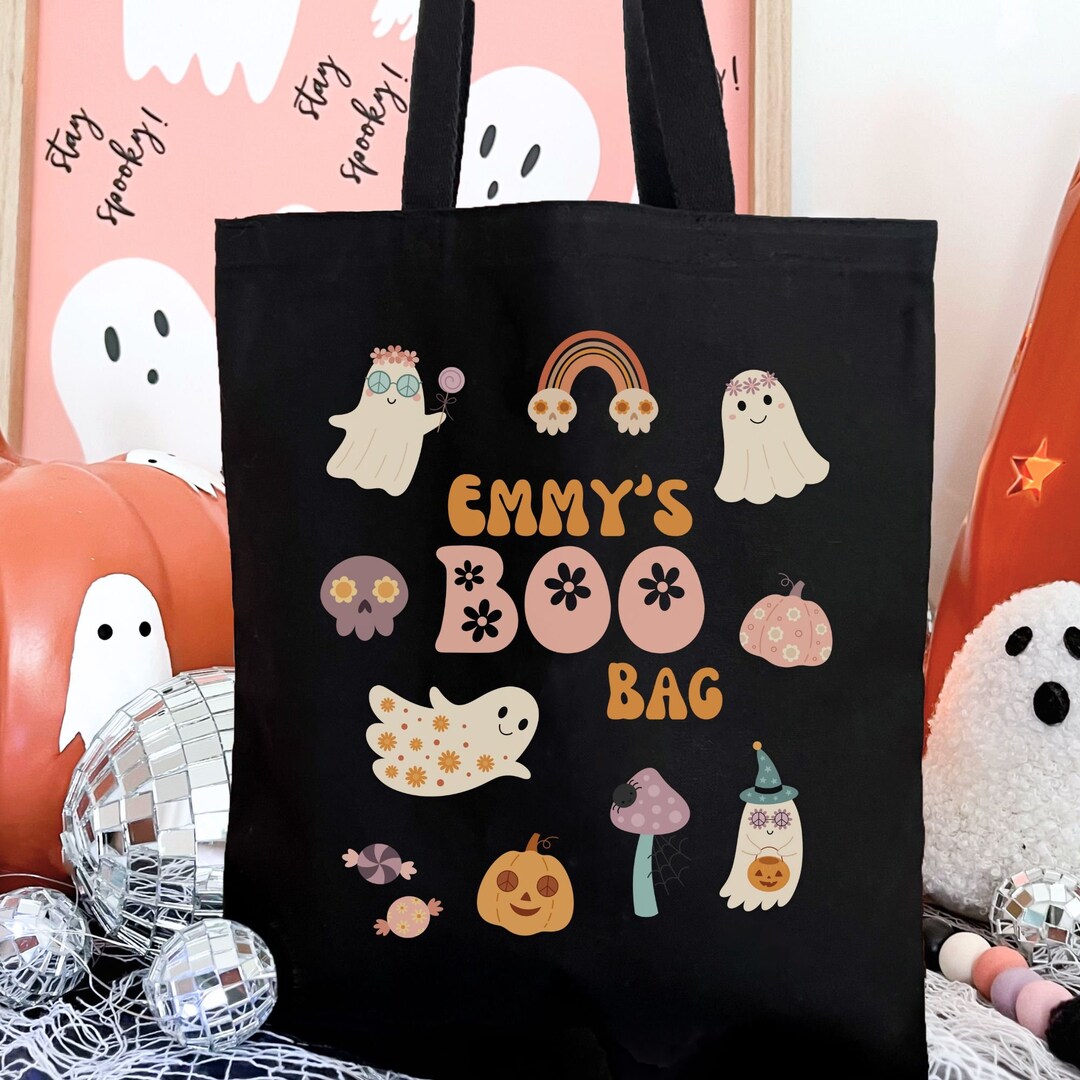Personalized Trick or Treat Bag, Kids Custom Name Halloween Boo Bag ...