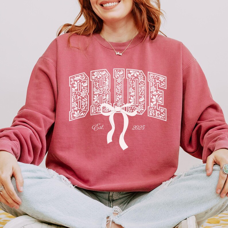 Custom Bride Sweatshirt, Future Mrs. Comfort Colors® Sweatshirt, Coquette Wifey Shirt, Bridal Shower Gift, Bachelorette Tee, Engagement Gift Crimson