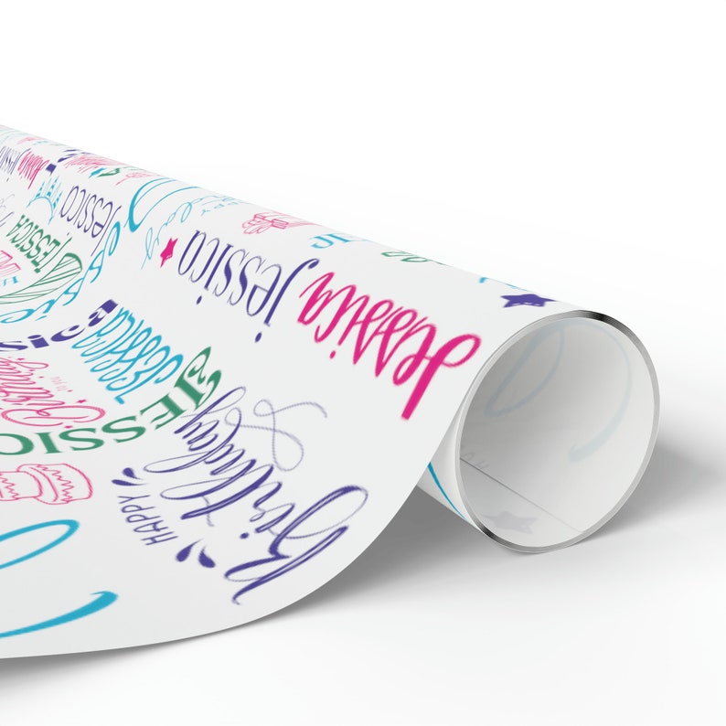 Personalized Wrapping Paper Roll for Birthday Gift, Custom Name Gift Wrap, Unique Happy Birthday Present with Name, Elegant Wrapping Paper 画像 5