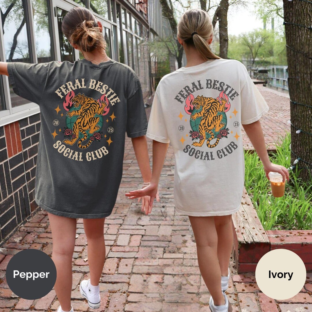Custom Feral Bestie Social Club Comfort Colors® Shirt, Retro Best