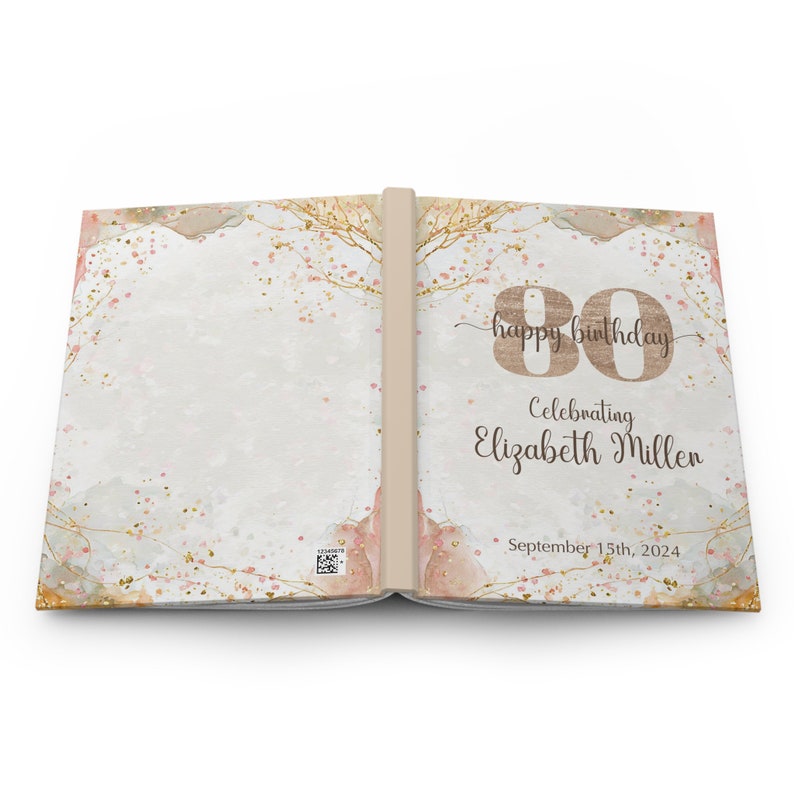 Custom Guest Book for Milestone Birthday Celebration, Personalized Birthday Party Guestbook, 50th 75th 80th 90th Hardcover Birthday Book image 6