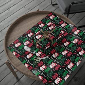 Disc Golf Christmas Wrapping Paper, Disc Golf Gifts, Frisbee Golf Player Gift, Funny Wrapping Paper Roll, Festive Disc Golf Basket Gift Wrap zdjęcie 3