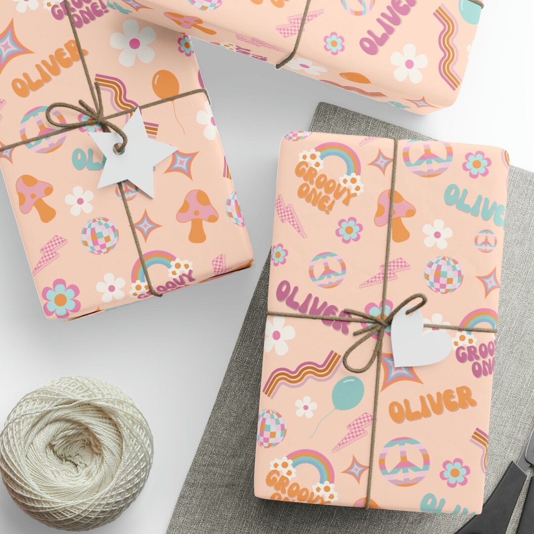 Groovy One First Birthday Wrapping Paper, One Groovy Babe Personalized ...