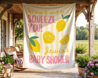 Lemon Baby Shower Banner, Italian Citrus Theme Shower Decor, Custom Name Welcome Sign