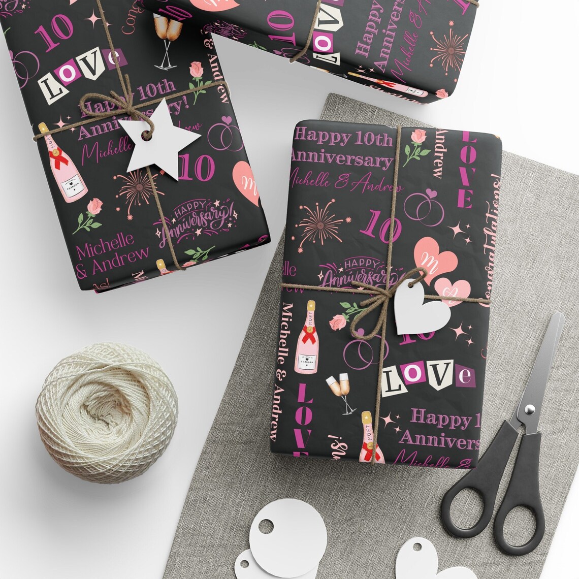 Custom Anniversary Wrapping Paper Roll, Personalized Wedding ...