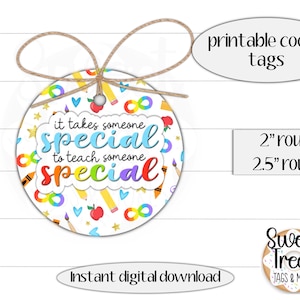 Conjunto de etiquetas de galletas de apreciación del maestro de autismo imprimible - etiquetas de regalo redondas 2" - 2.5" - etiqueta de regalo especial para alguien, etiqueta de regalo acelerada, conjunto de etiquetas de regalo ASD