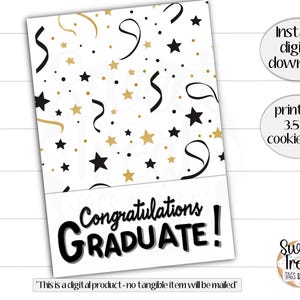 Carte imprimable à biscuits de remise des diplômes - félicitations pour diplômé - 3,5 x 5 po. - carte à biscuits pour diplômés félicitations - carte de remise de diplômes pour emballage de biscuits