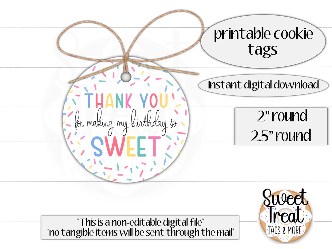 Printable Sprinkle Favor Tag - Thank You Birthday Tag - Sprinkles ...