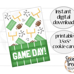 Afdrukbare voetbalkoekjekaart - gamedag - voetbaldoelpost voetbalveldspeldag - 3,5x5" voetbalkoekjekaart of traktatietag