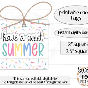 Etiqueta de regalo de verano imprimible -2"- 2.5"- tiene una etiqueta de regalo de verano dulce- etiqueta de galleta de verano dulce - etiqueta de galleta espolvoreada - embalaje de galletas de verano