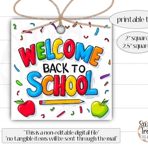 Étiquette cadeau imprimable de la rentrée scolaire - étiquette de gâterie scolaire - étiquette de faveur de la rentrée scolaire - étiquette à biscuits de la rentrée scolaire - étiquette de classe - étiquette de retour de bienvenue