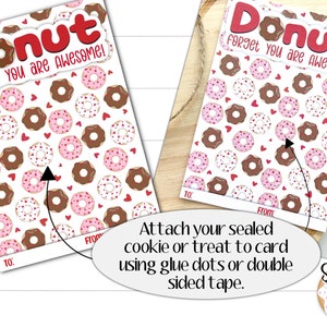 Printable Valentines Day Cookie Card Donut Forget You Are Awesome 3.5x5 ...