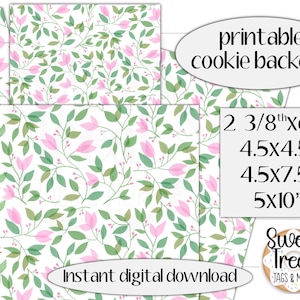 Zestaw do drukowania na Dzień Matki lub na wiosnę – różowe kwiaty i zieleń – kwiatowy spód do ciastek – 2 i 3/8 x 6,5&quot; 4,5 x 4,5&quot; 4,5 x 7,5&quot; 5 x 10&quot;