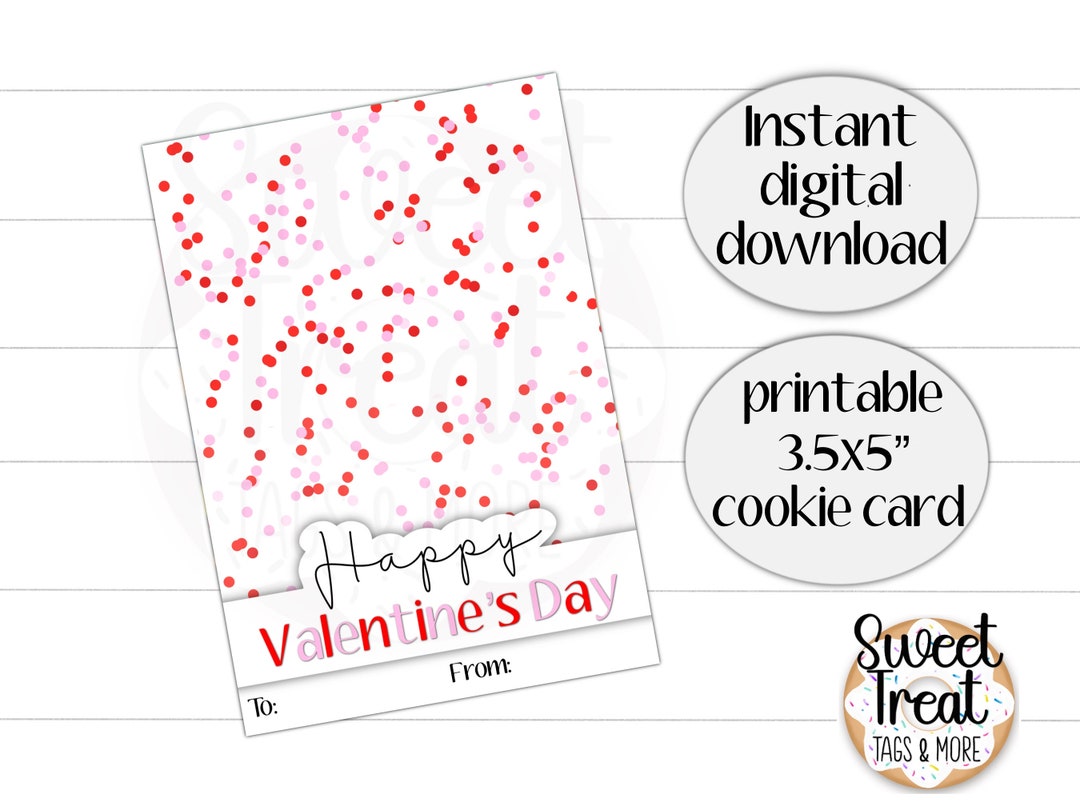 Printable Valentines Day Cookie Card Happy Valentine's - Etsy