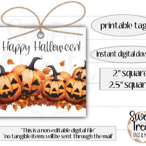 Printable Halloween tag - Halloween treat tag - Halloween gift tag - Halloween student favors - pumpkin gift tag - Halloween treat tag