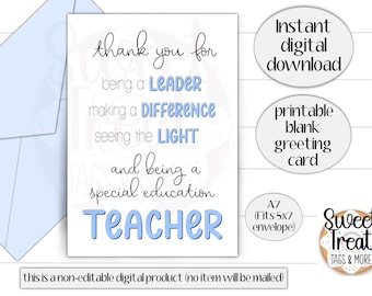Teacher Thank You Card Special Needs Etsy