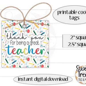 Étiquette-cadeau imprimable pour enseignant - Merci d'avoir été un excellent professeur -crayon - crayon - étiquette cadeau 2"-2,5" étiquette d'appréciation pour enseignant