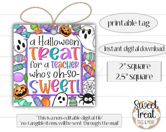 Etiquetas para galletas de Halloween para imprimir - Etiquetas de regalo de Halloween para maestros - Regalos de Halloween para maestros - Etiquetas de Halloween para maestros - Regalos de Halloween para maestros