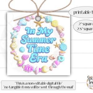 Printable summer tag - In My Summer Time Era Tag – Printable Swiftie Friendship Bracelet Tag - Summer Gift Tag for Teens - Party Favor Label