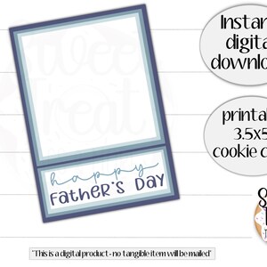 Cartão de biscoitos para o Dia dos Pais para impressão - Feliz Dia dos Pais -3,5x5"- borda azul - Embalagem de biscoitos para o Dia dos Pais, cartões de favores, cartão de guloseimas