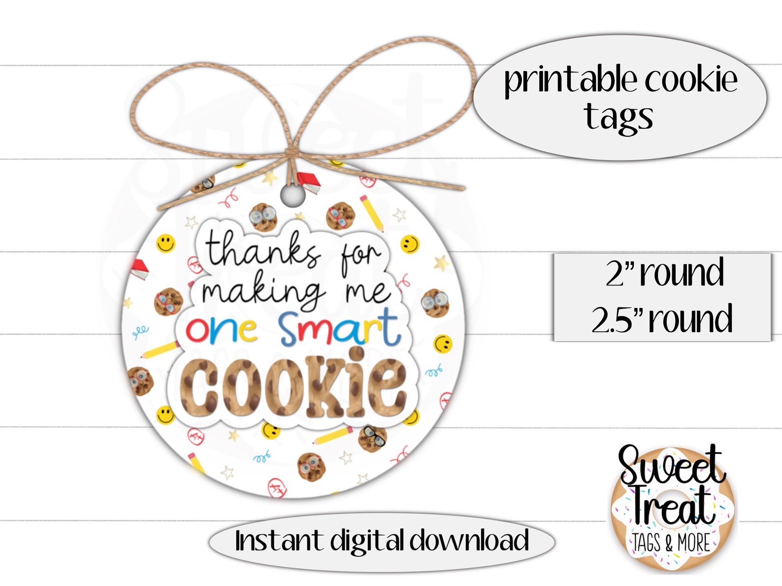 Printable Teacher Appreciation Cookie Tag Set Round Cookie Tags 2 2.5 ...
