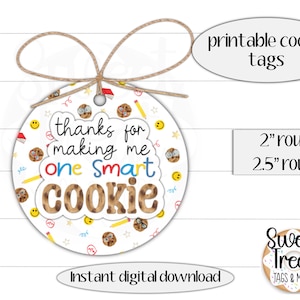 Cookie-Tags zum Ausdrucken - runde Cookie-Tags 2 "- 2,5" - danke, dass du mir einen schlauen Keks - Geschenkanhänger - schlauen Keks gemacht hast."