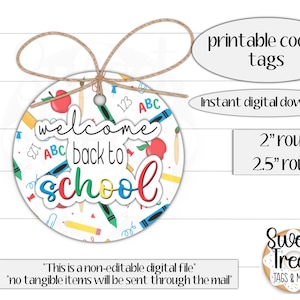 Conjunto de etiquetas de galletas de regreso a la escuela imprimibles - etiquetas de galletas redondas de 2" - 2.5" - bienvenido de regreso a la escuela - etiquetas de regalo para empaques de galletas o golosinas
