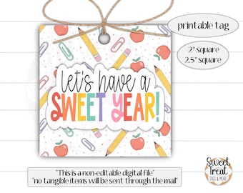 Printable back to school cookie tag - school treat tag - back to school favor tag -  cookie tags  - class tag - back to school tags -