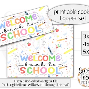 Décorations imprimables pour biscuits pour la rentrée - 3 x 4", 4 x 4", 5 x 4" - bienvenue à la rentrée - décoration pour l'école - décorations pour la rentrée -