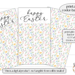 Carte à biscuits de Pâques imprimable - Support de biscuits de Pâques - Supports de Pâques - Emballage de biscuits de Pâques - Biscuits de Pâques - Carte de biscuits de printemps -