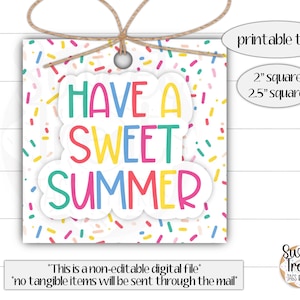 Afdrukbaar zomerlabel - label zomertraktatie - labels zomerklasse - label zomerkoekje - label ijs - verpakking zomerkoekje - label zoete zomer