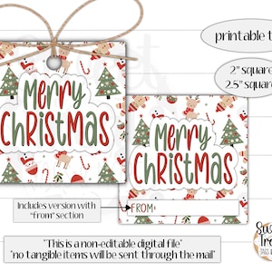 Printable Christmas cookie tags -  Christmas treat tag - Reindeer gift tags - Christmas class gifts - Christmas goodie bags - Christmas tags