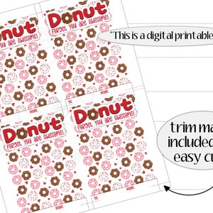 Printable Valentines Day Cookie Card Donut Forget You Are Awesome 3.5x5 ...