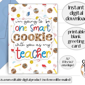 Willkommen zurück in der Schule Grußkarte - 13x17,8 cm - leere Cookie-Karte - 13x17 cm - leere Kekskarte - druckbare Grußkarte - Schulanfang Karte - Geschenke für Lehrer