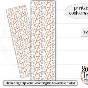 May include: Two rectangular cookie backer designs with a baseball theme. The white background is covered with baseball bats, baseballs, and stars. The text "printable cookie backer" and "3x10.5" are visible.