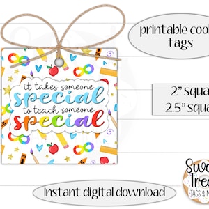 Etiqueta de regalo de agradecimiento al maestro imprimible - alguien especial para enseñarle a alguien especial - etiqueta de regalo de autismo 2" -2.5" Etiqueta de agradecimiento al maestro con TEA