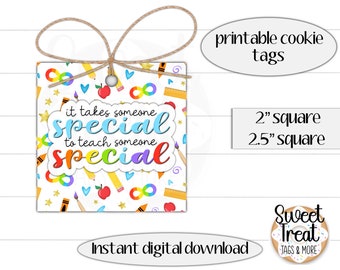 Printable teacher appreciation gift tag - someone special to teach someone special- autism gift tag 2" -2.5" ASD teacher appreciation tag