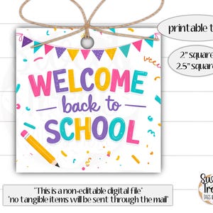 Étiquette cadeau imprimable de la rentrée scolaire - étiquette de gâterie scolaire - étiquette de faveur de la rentrée scolaire - étiquette à biscuits de la rentrée scolaire - étiquette de classe - étiquette de retour de bienvenue