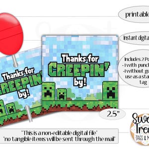Printable birthday lollipop tag - lollipop tag -lollipop favors - birthday favors - Video Game Favor Tag – Birthday Party Treat Tag –