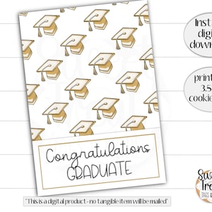 Carte imprimable à biscuits de remise des diplômes - félicitations pour diplômé - 3,5 x 5 po. - carte à biscuits pour diplômés félicitations - biscuits de remise des diplômes - emballage de biscuits