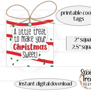 Afdrukbare kerstkoekjeslabelset - Een kleine traktatie om je kerstkoekje te maken - Tags kersttraktaties - kerstboomtaartlabel