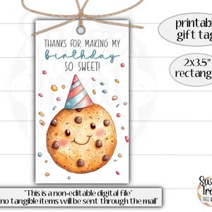 Geburtstag Geschenkanhänger - Cookie Geschenkanhänger - Danke, dass du meinen Geburtstag so süß gemacht hast - Kindergeburtstag Geschenkanhänger - Schokoladenkeks Geschenkanhänger