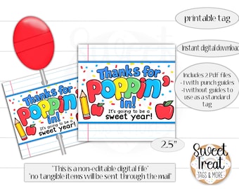lollytag terug naar school - meet the Teacher lollytag - afdrukbare lolly-tag - Back to School Night Meet the Teacher afdrukbaar