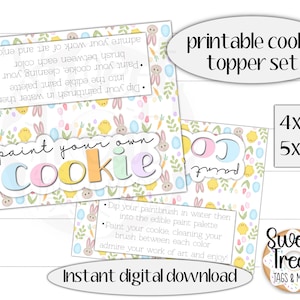 Utskrivbart påskkakdekorationsset - måla ditt eget påskkakdekorationsset 10x10 cm, 13x10 cm - kyckling - kanin - morot påskkakförpackning